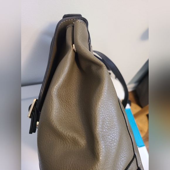 EUC Just Fab Backpack/Purse - Olive green w/ Cheetah print - Picture 5 of 15